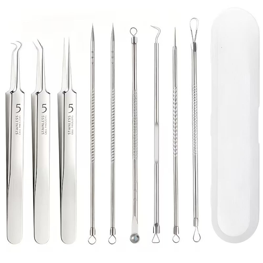 9-Piece Stainless Steel Blackhead Remover and Comedone Extractor Kit